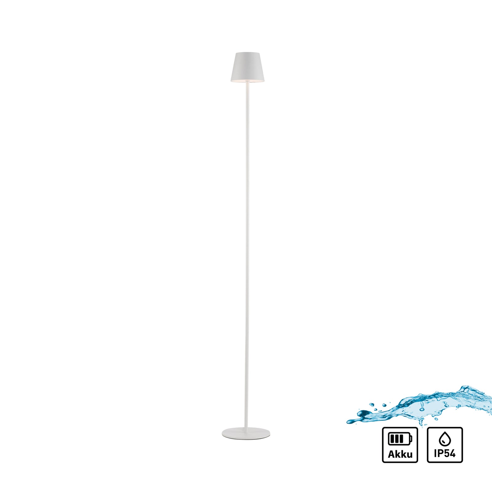 LED gulvlampe Euria oppladbar dimbar hvit IP54 detalj av lampefot