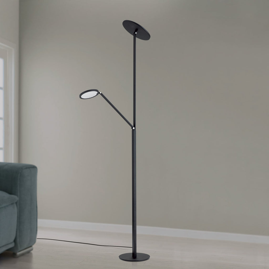LED gulvlampe Fati opplys med leselys aluminium dimbar 181 cm bakside