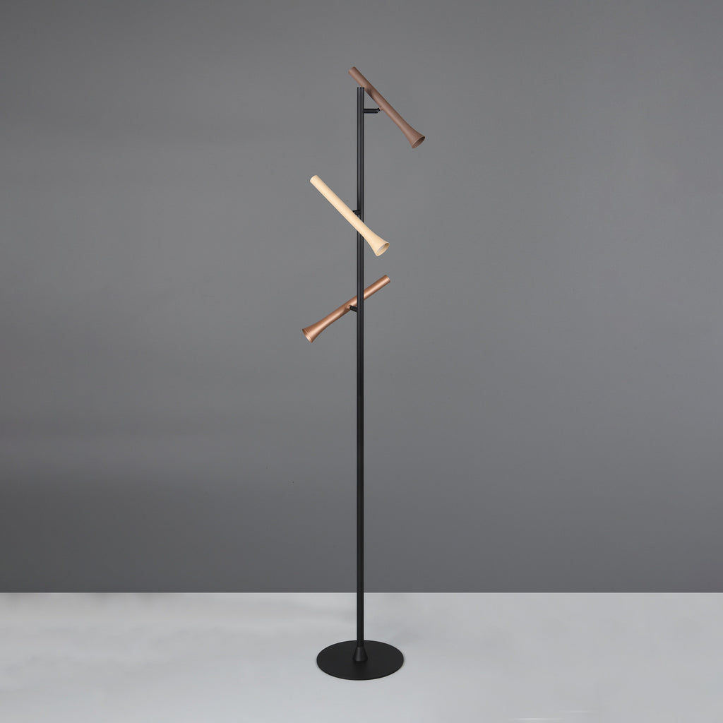 LED gulvlampe Fiato 3-lys svart matt dimbar 150 cm detalj av metallmateriale