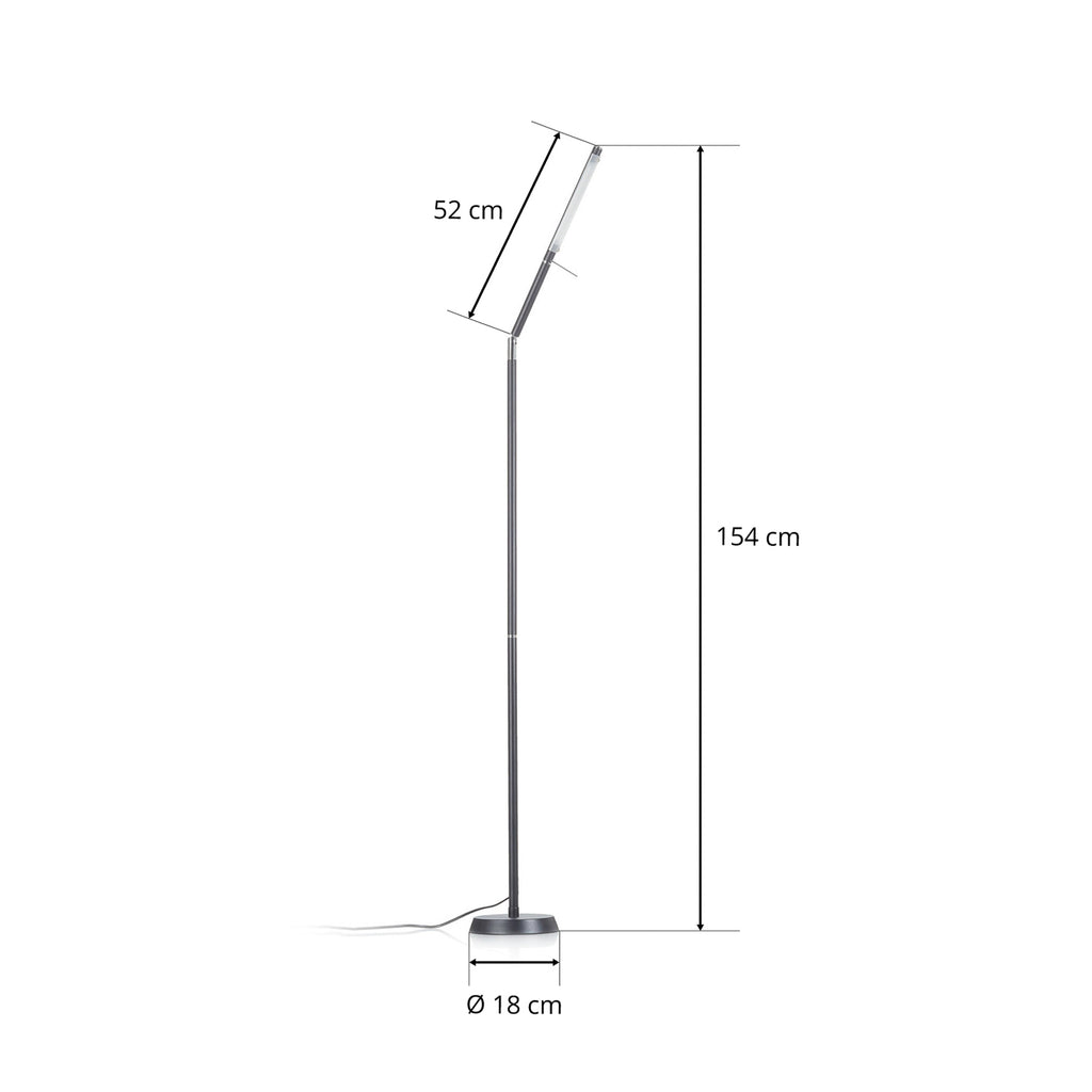 LED gulvlampe Filigran dimbar svart matt metall helprofil