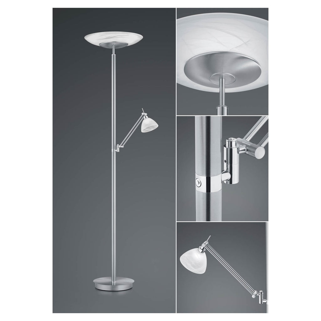 LED gulvlampe Findus dimbar nikkel matt 182 cm detalj av lesearm