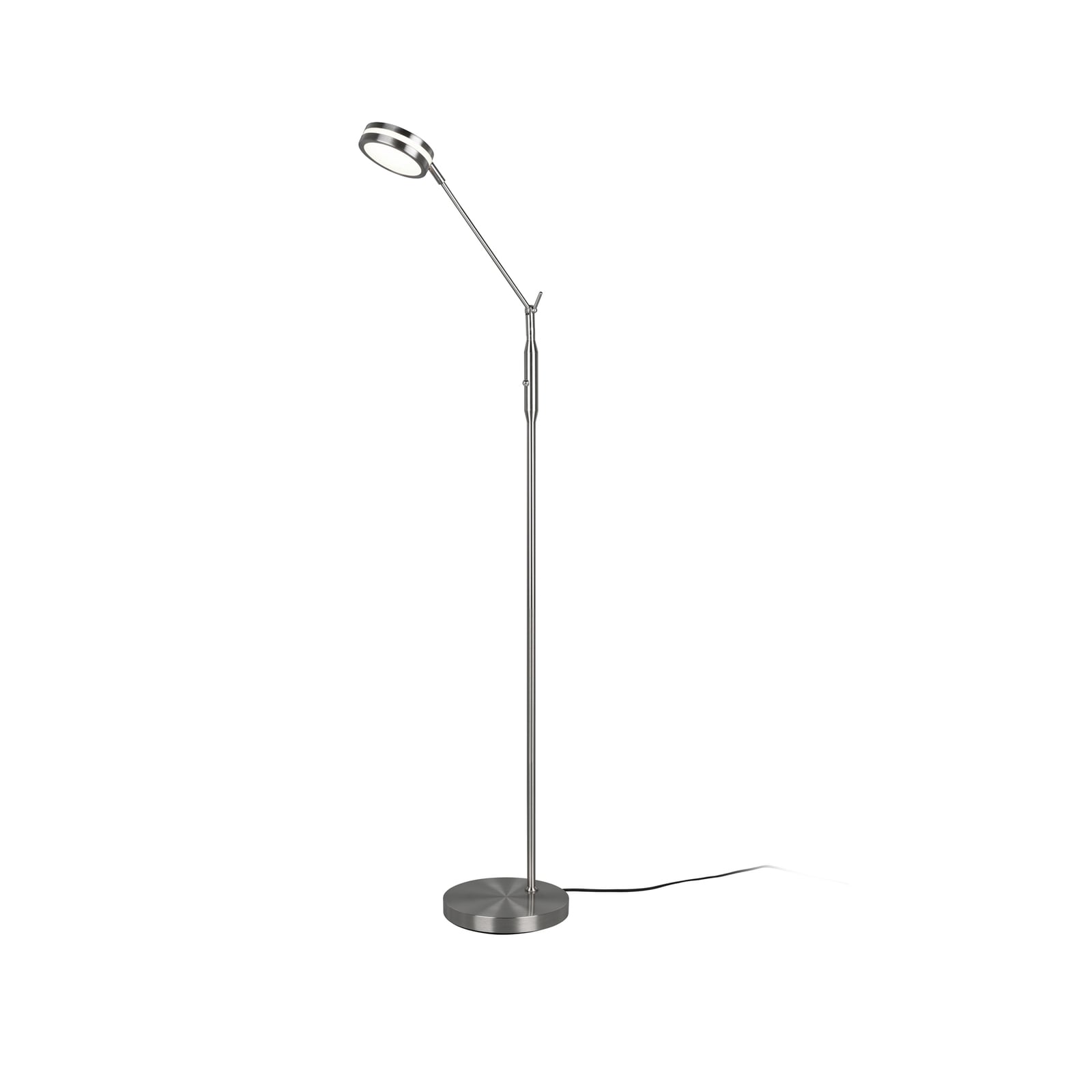LED gulvlampe Franklin matt nikkel dimbar CCT montert i stue