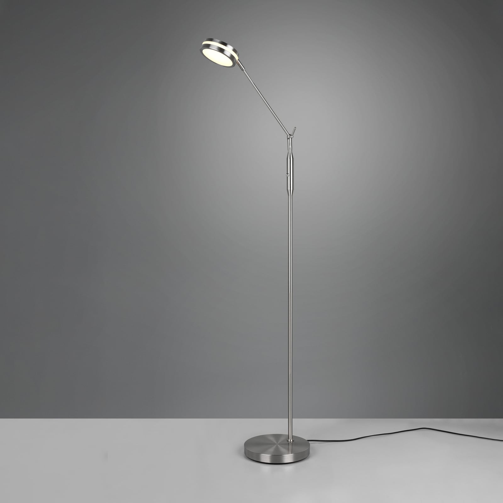 LED gulvlampe Franklin matt nikkel dimbar CCT strømkabel og kontakt