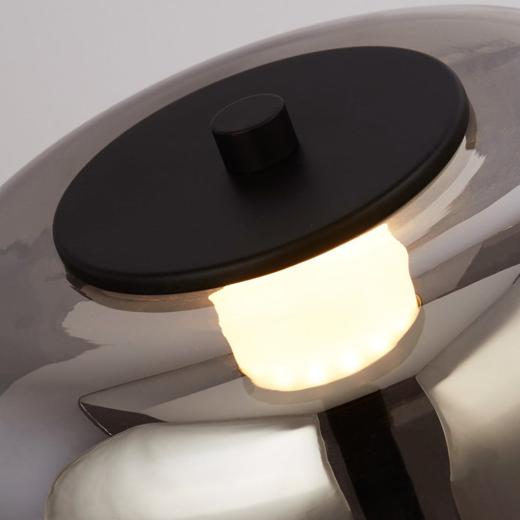 LED gulvlampe Frisbee glass røykfarget dimbar detalj av glass