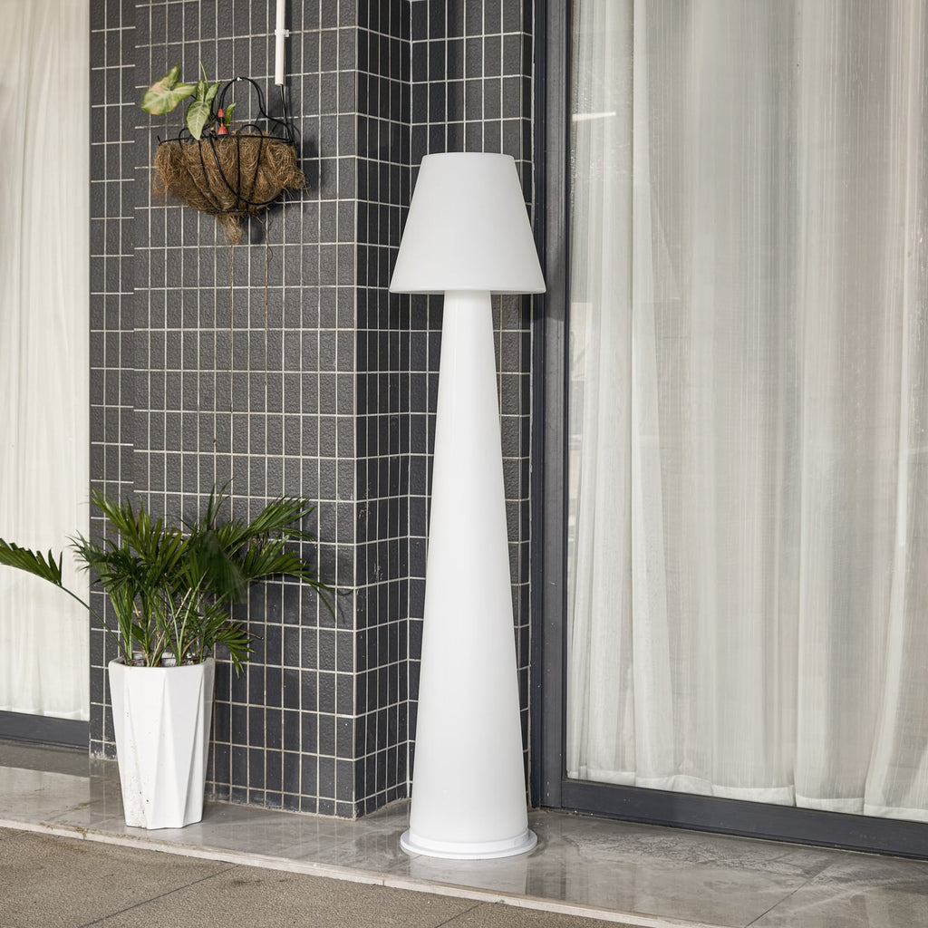 LED gulvlampe Gauri oppladbar dimbar hvit detalj av dimmer