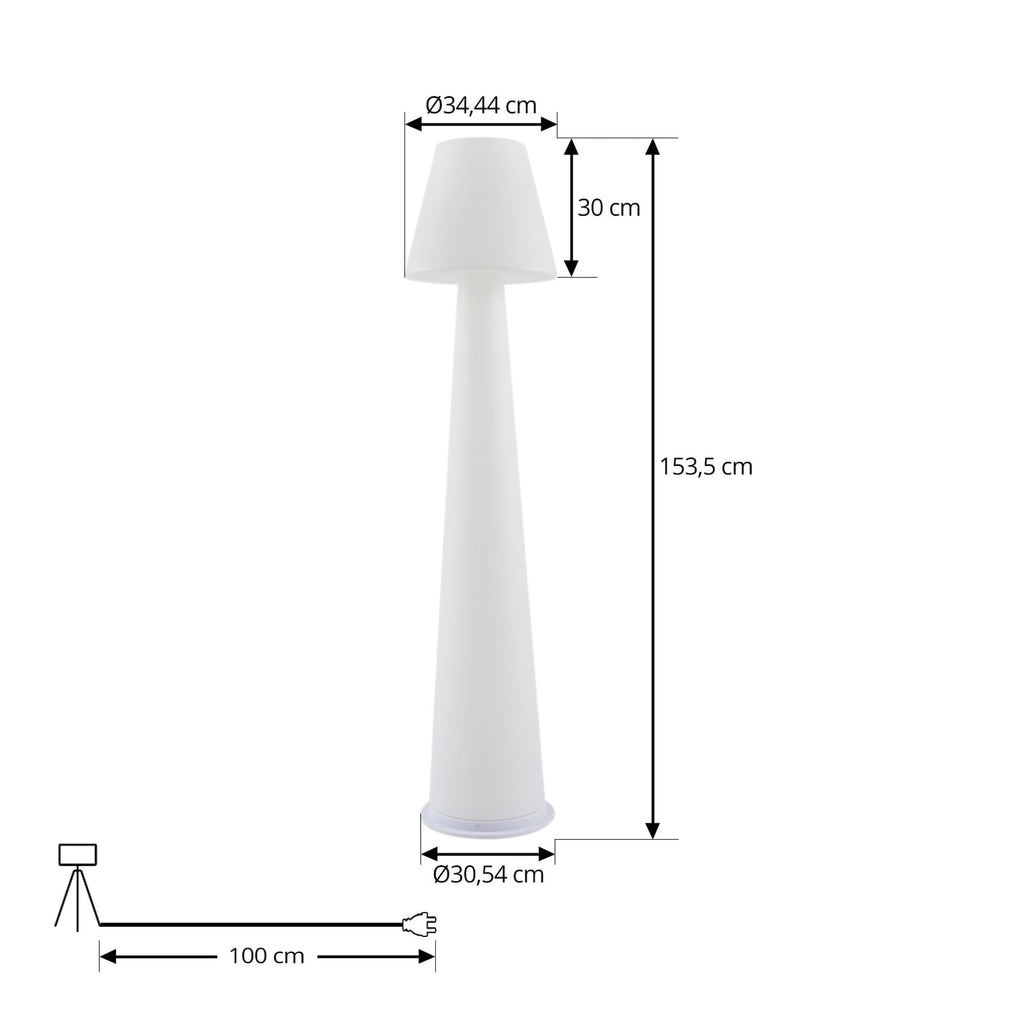 LED gulvlampe Gauri oppladbar dimbar hvit nærbilde av LED-lys