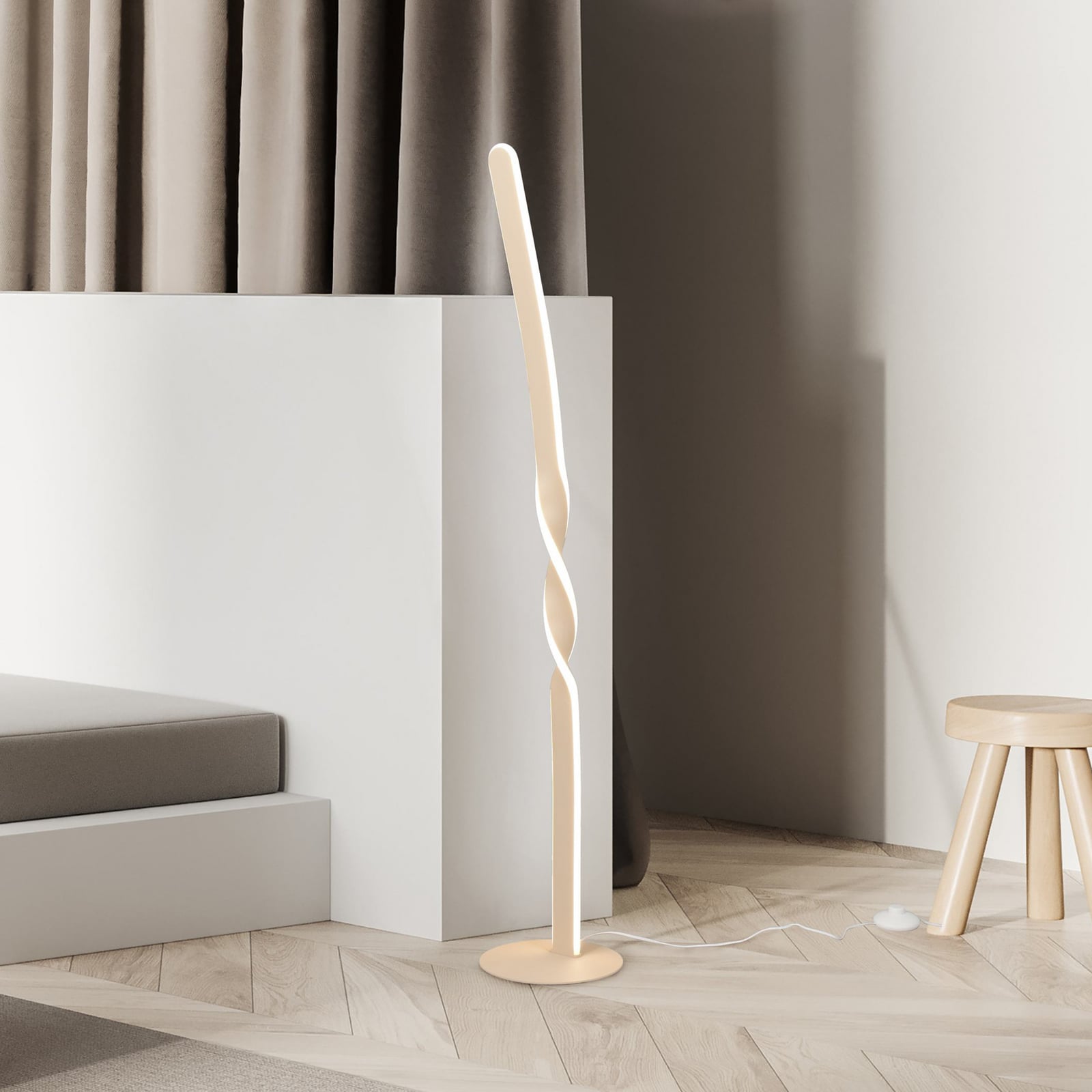 LED gulvlampe Ginko sand metall 110 cm 19W nøytralhvit forfra
