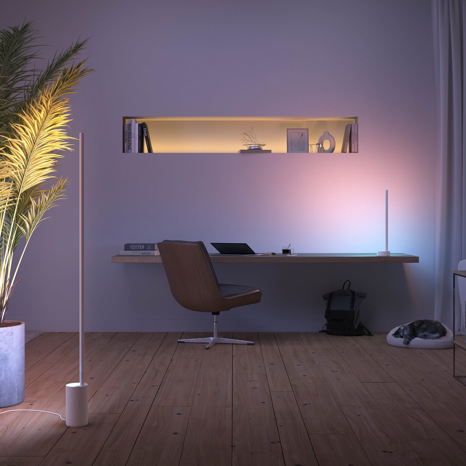 LED gulvlampe Gradient Signe hvit RGBW dimbar Zigbee Philips Hue bakside