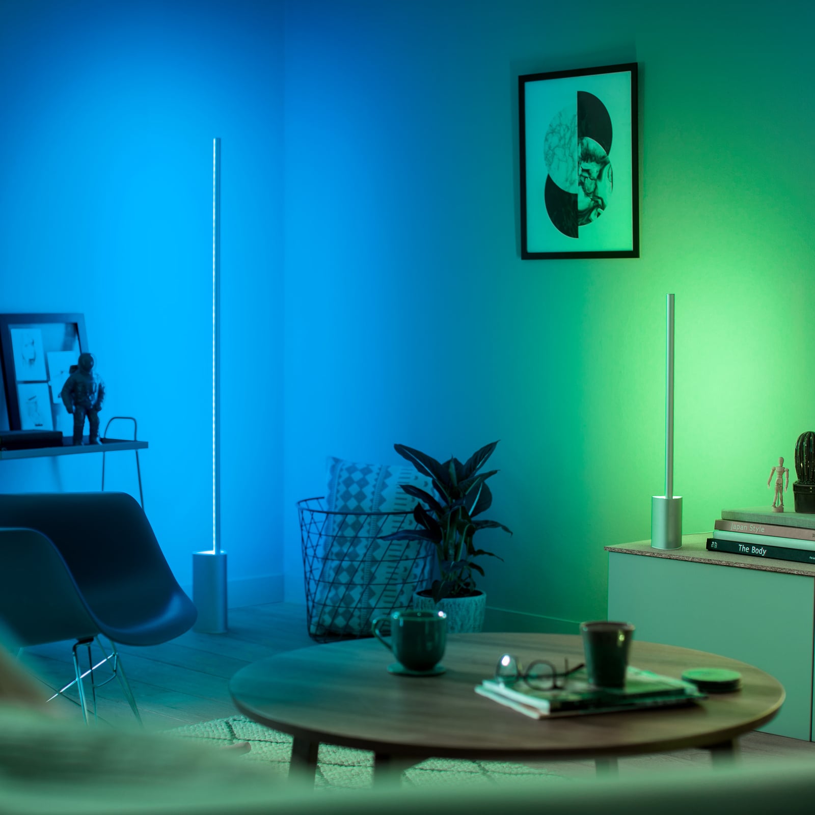 LED gulvlampe Gradient Signe hvit RGBW dimbar Zigbee Philips Hue lysdetalj