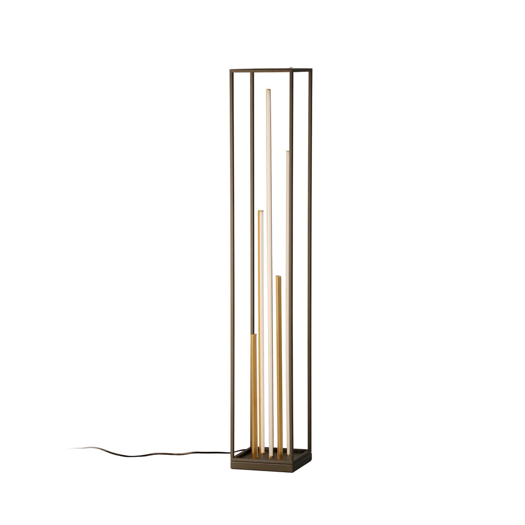 Detalj av LED gulvlampe Grid dimbar svart/gull