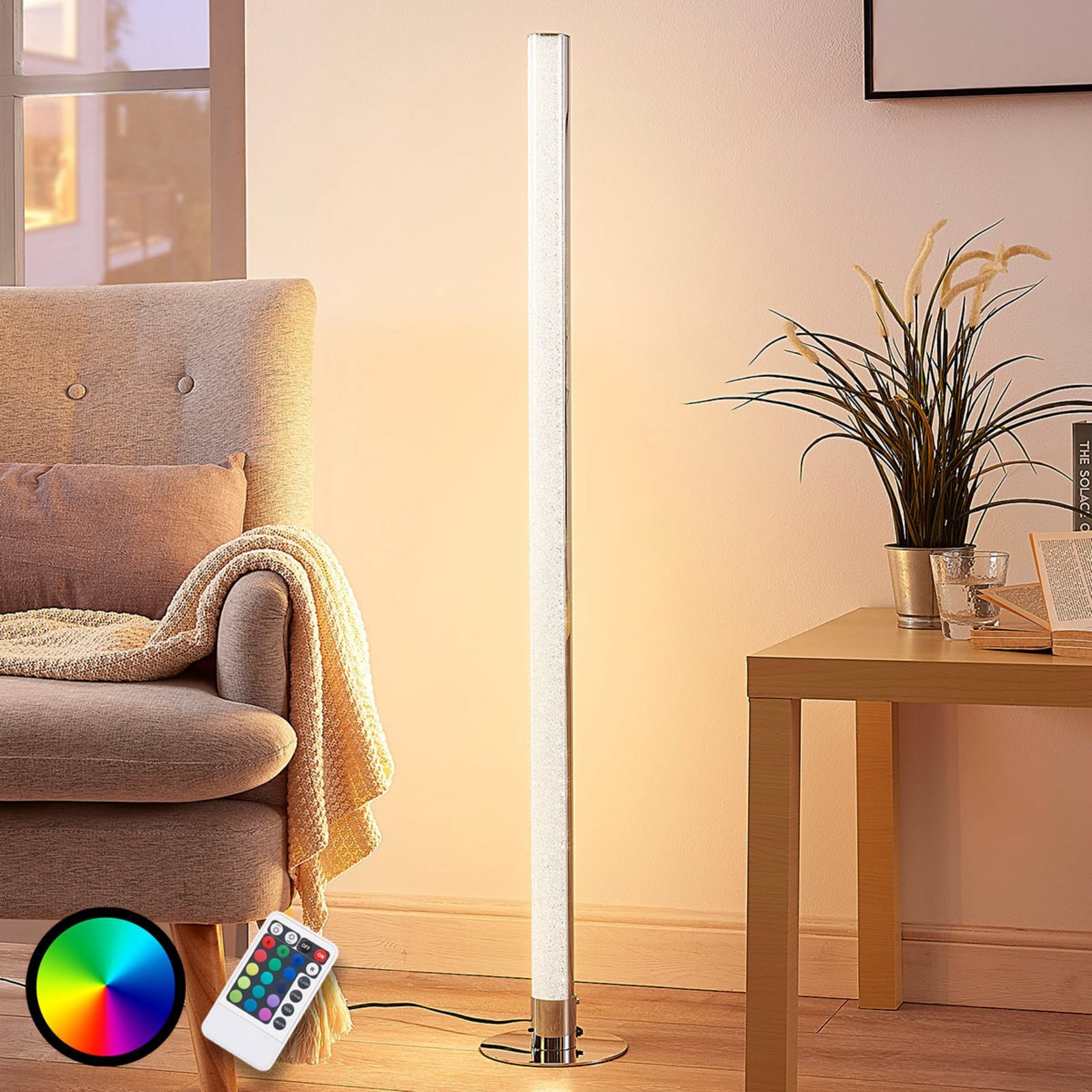 LED gulvlampe Hadis RGB dimbar med fjernkontroll 120 cm bakside