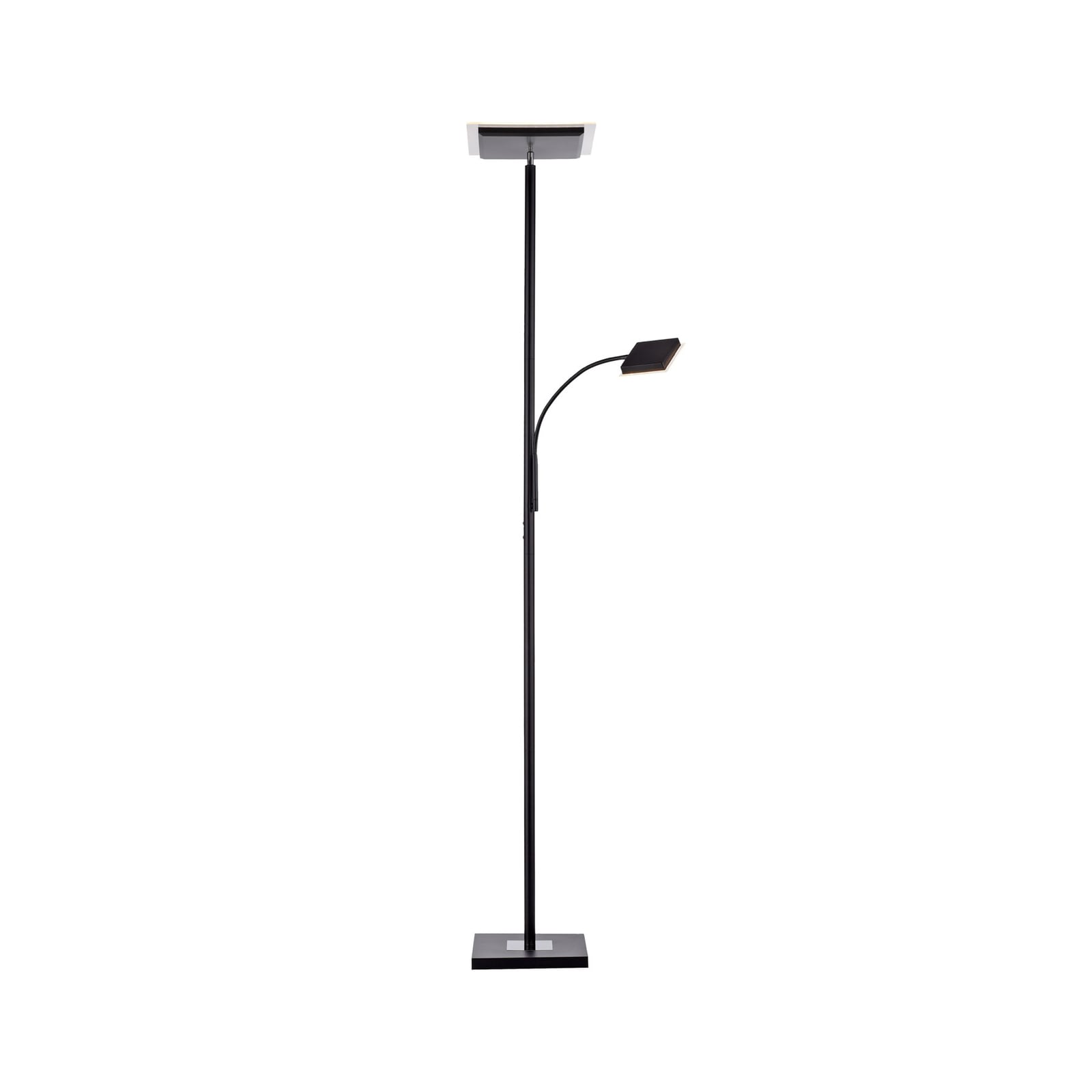 LED gulvlampe Hans med leselampe kantet svart dimbar fra JUST LIGHT forfra