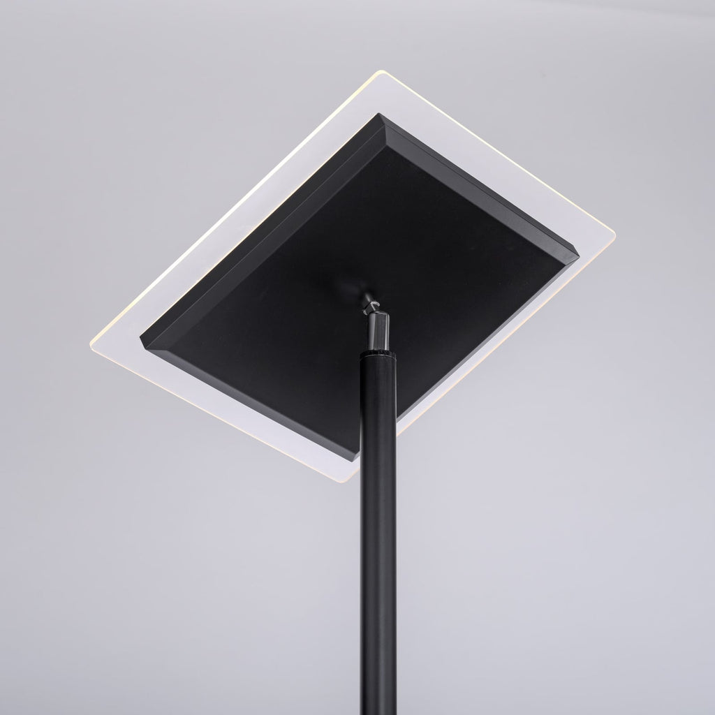 Bakside av LED gulvlampe Hans med leselampe kantet svart dimbar JUST LIGHT