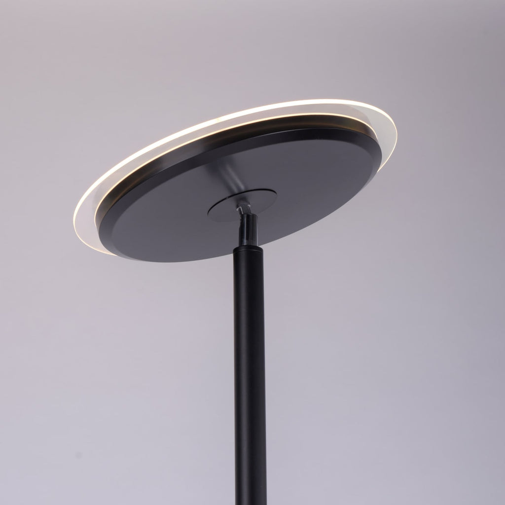 LED gulvlampe Hans med leselampe rund svart dimbar bakside