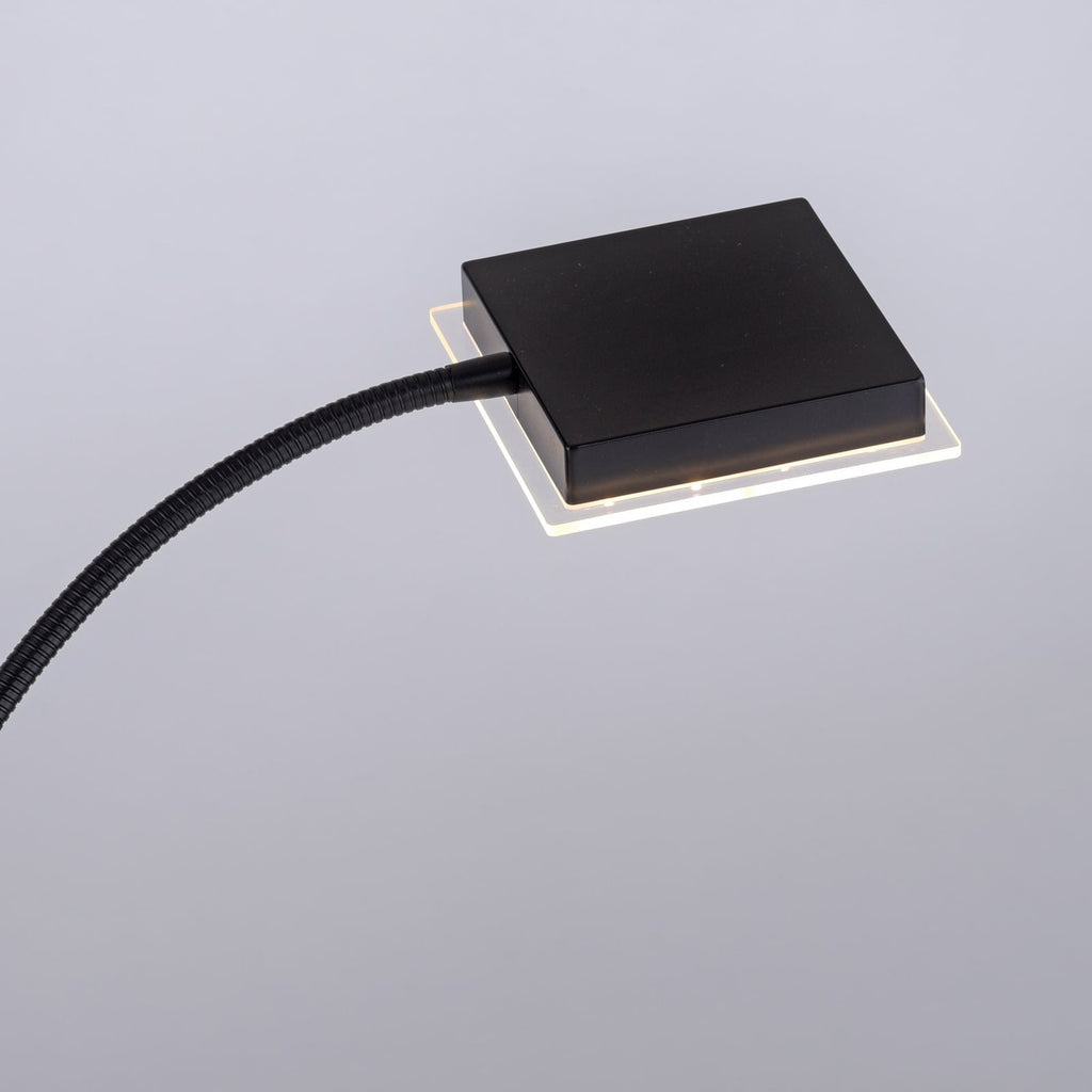 Detalj av LED gulvlampe Hans med leselampe kantet svart dimbar JUST LIGHT