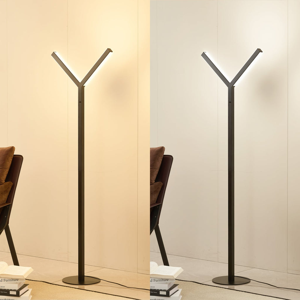 LED gulvlampe Ilian svart jern detalj av bryter