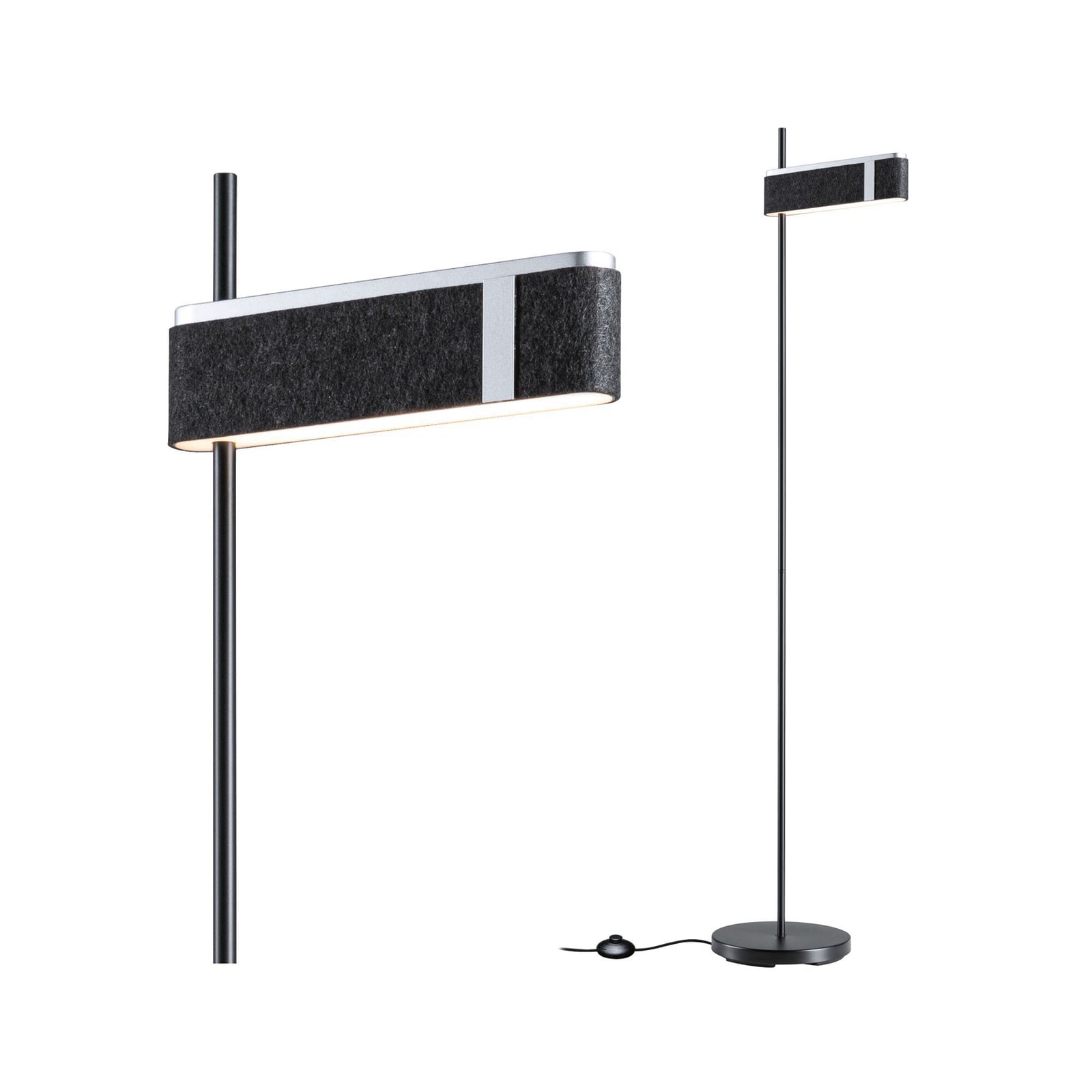 Detaljbilde av LED gulvlampe Jagun filt antrasitt dimbar