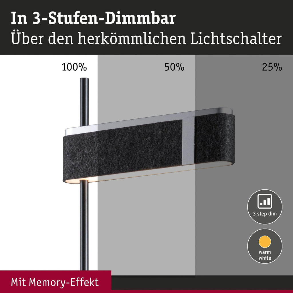 LED gulvlampe Jagun filt antrasitt dimbar lysdetalj