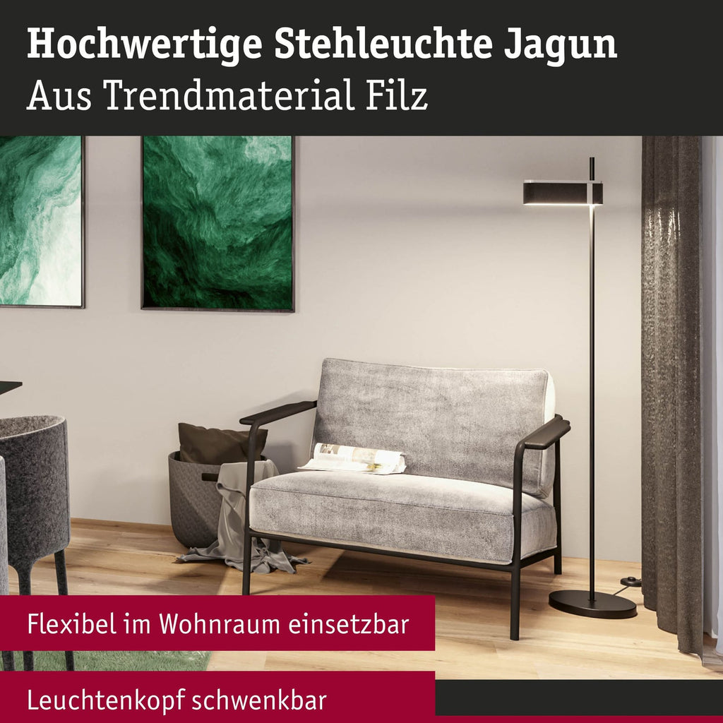 LED gulvlampe Jagun filt antrasitt dimbar fotbryter