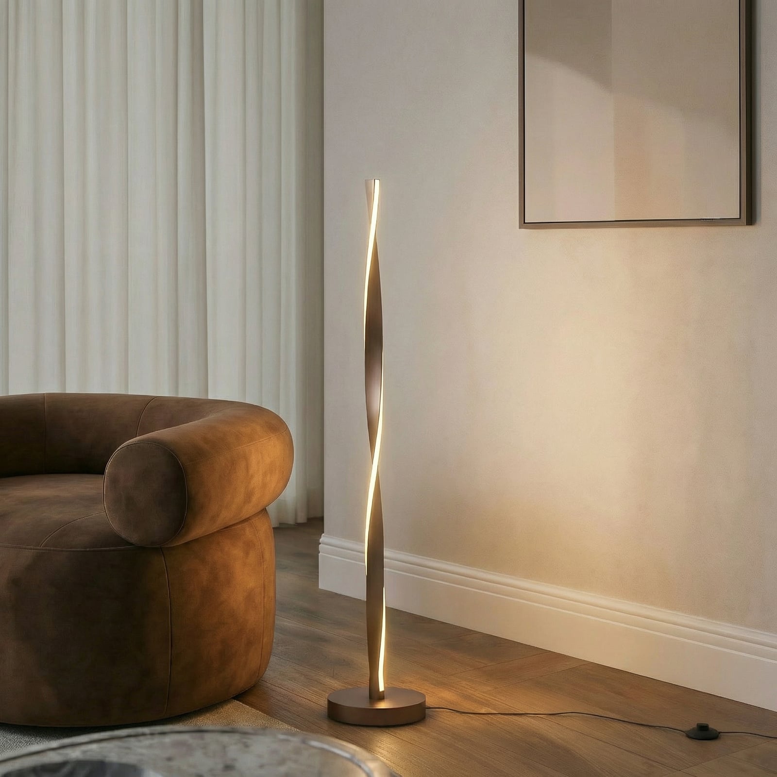 LED gulvlampe Jaren svart/brun 120 cm bakside