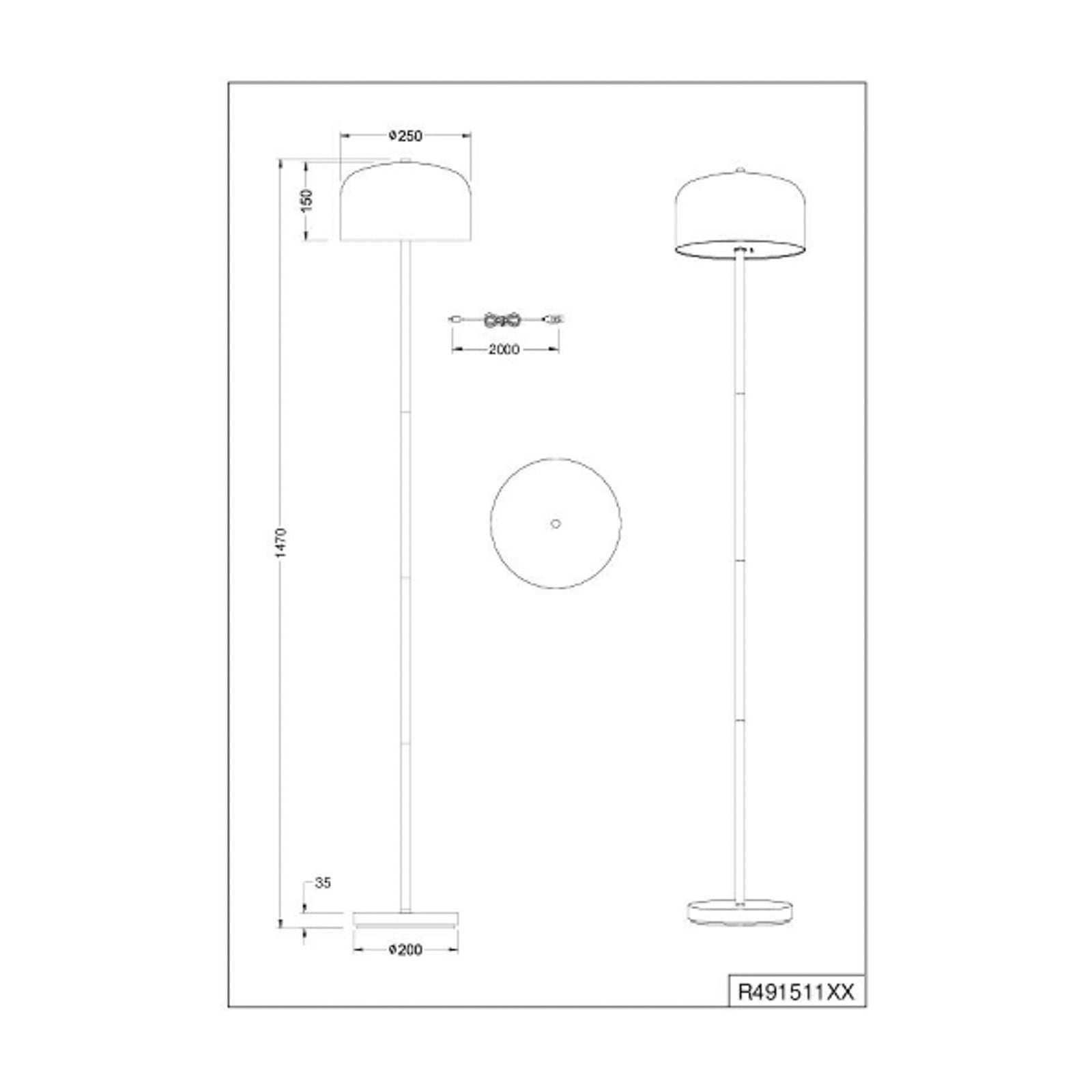 LED gulvlampe Jeff oppladbar dimbar brun H147 cm detalj av touchdimmer