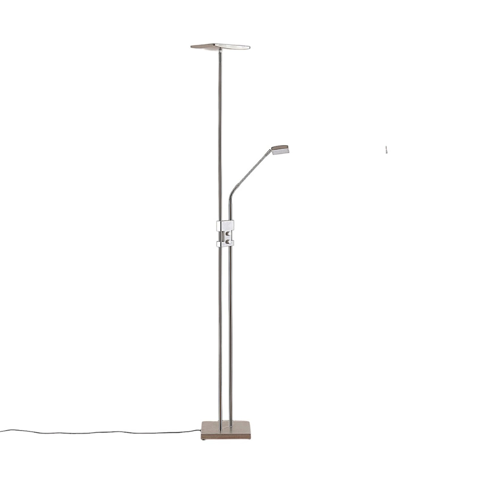 LED gulvlampe Jonne med lesearm dimbar nikkel nærbilde lesearm