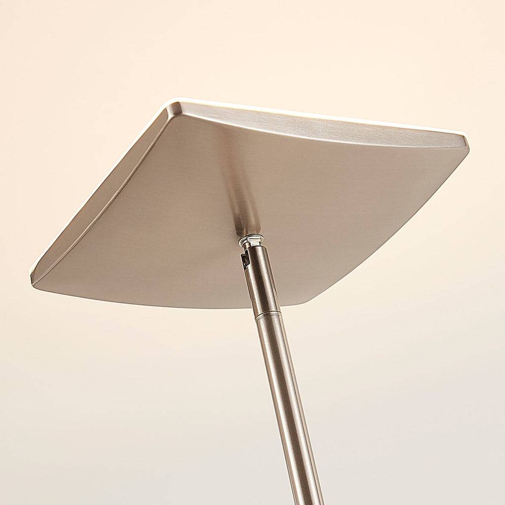LED gulvlampe Jonne med lesearm dimbar nikkel sideprofil