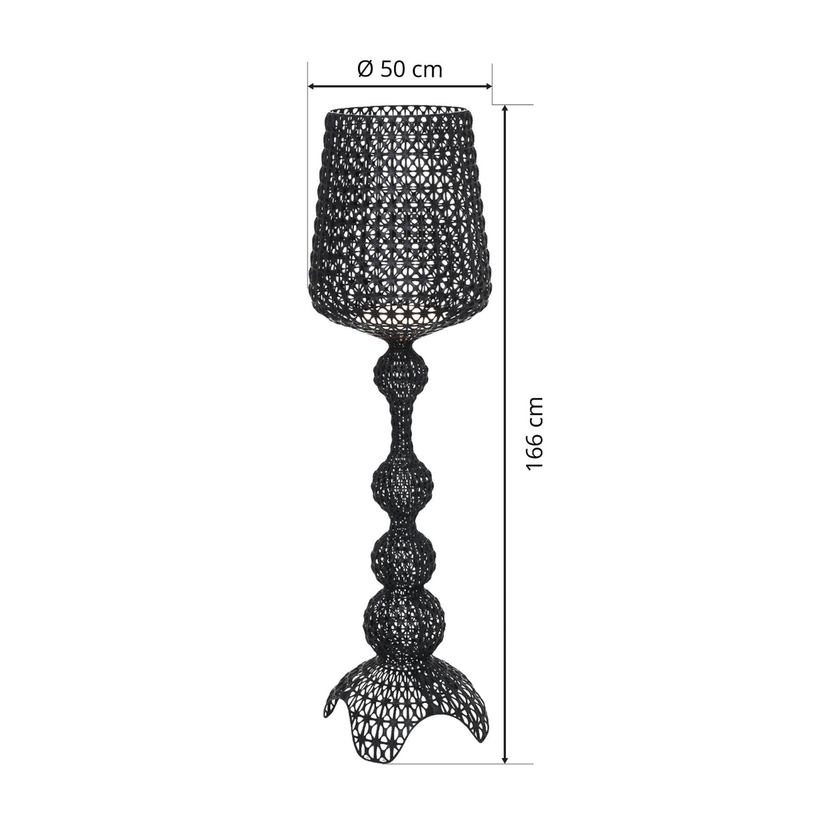 LED gulvlampe Kabuki dimbar svart Ø50 cm 166 cm - Kartell