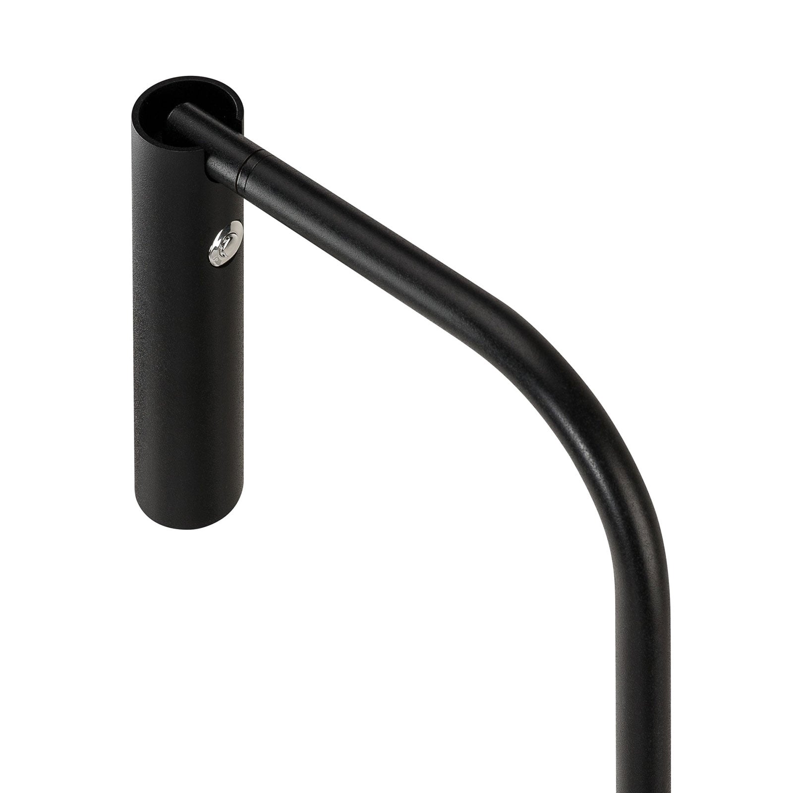 Nærbilde av touchdimmer på LED gulvlampe Karpo dimbar svart aluminium 124 cm