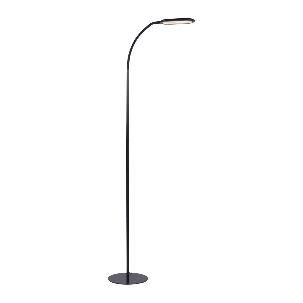 LED gulvlampe Kelly CCT dimbar svart med berøringsdimmer detalj av berøringsdimmer