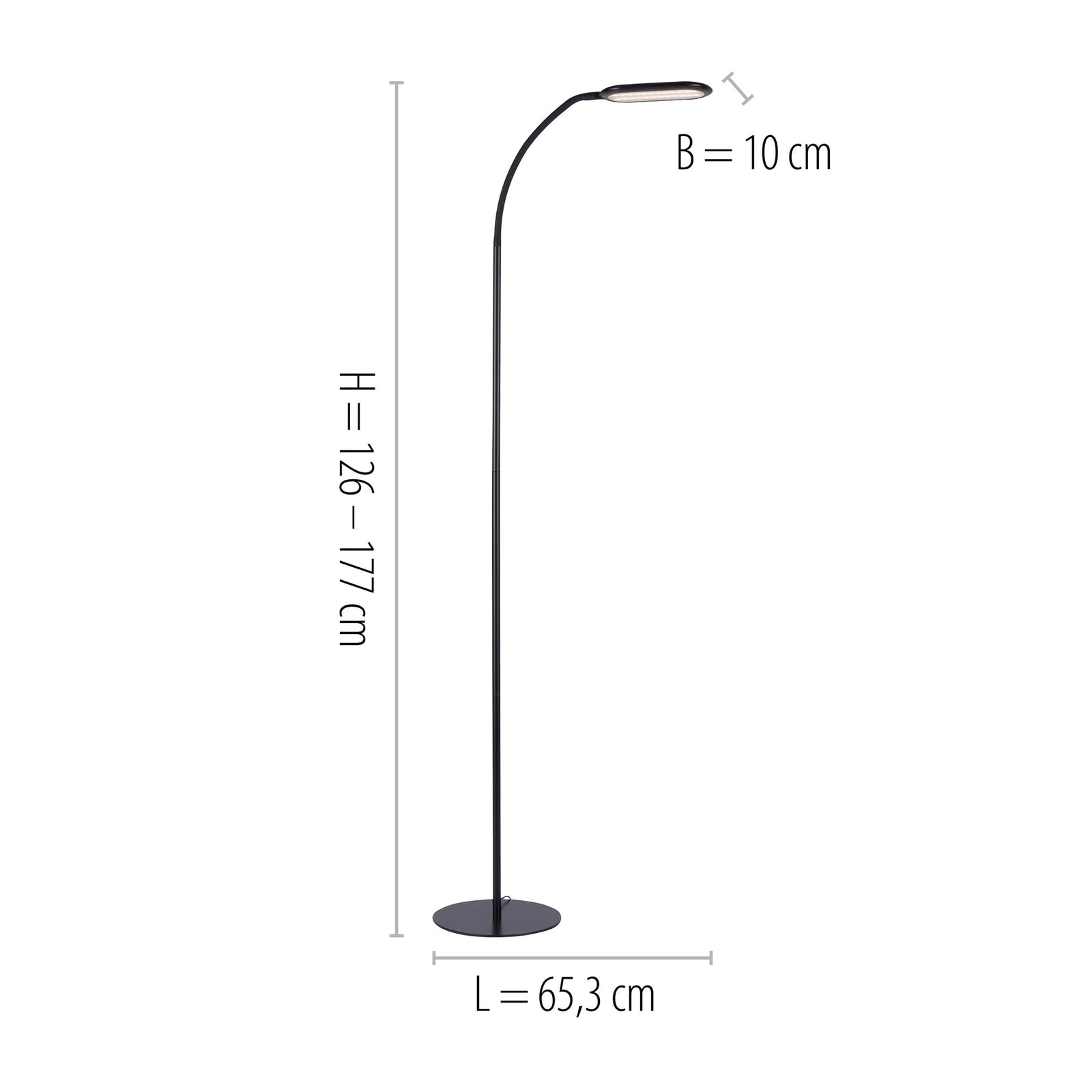 LED gulvlampe Kelly CCT dimbar svart med berøringsdimmer detalj av lampefot