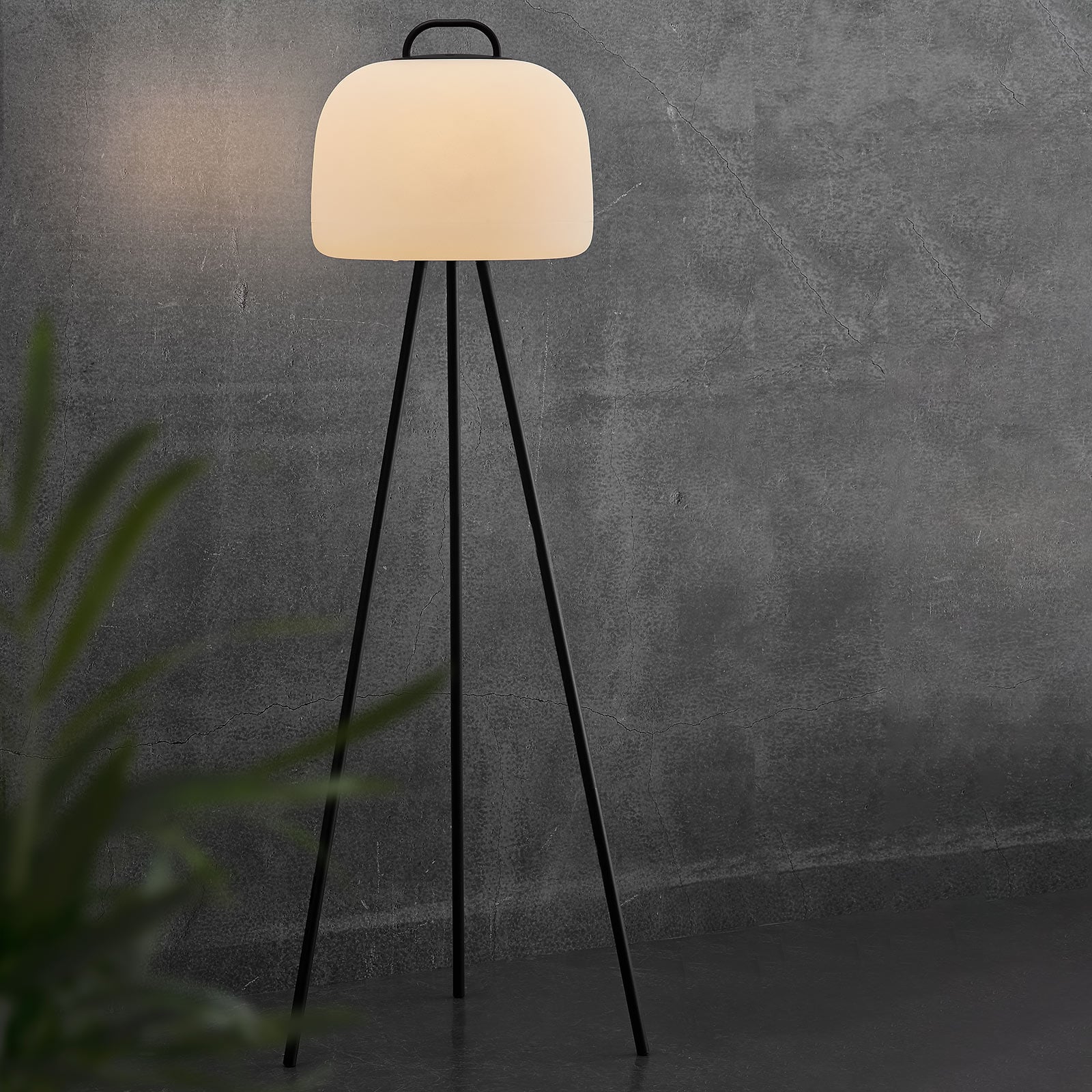 LED gulvlampe Kettle Tripod oppladbar dimbar forfra