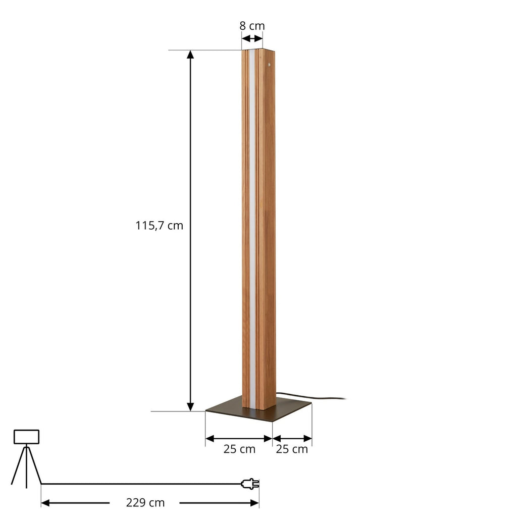 LED gulvlampe Lieske dimbar tre/metall svart 122 cm detalj av bryter