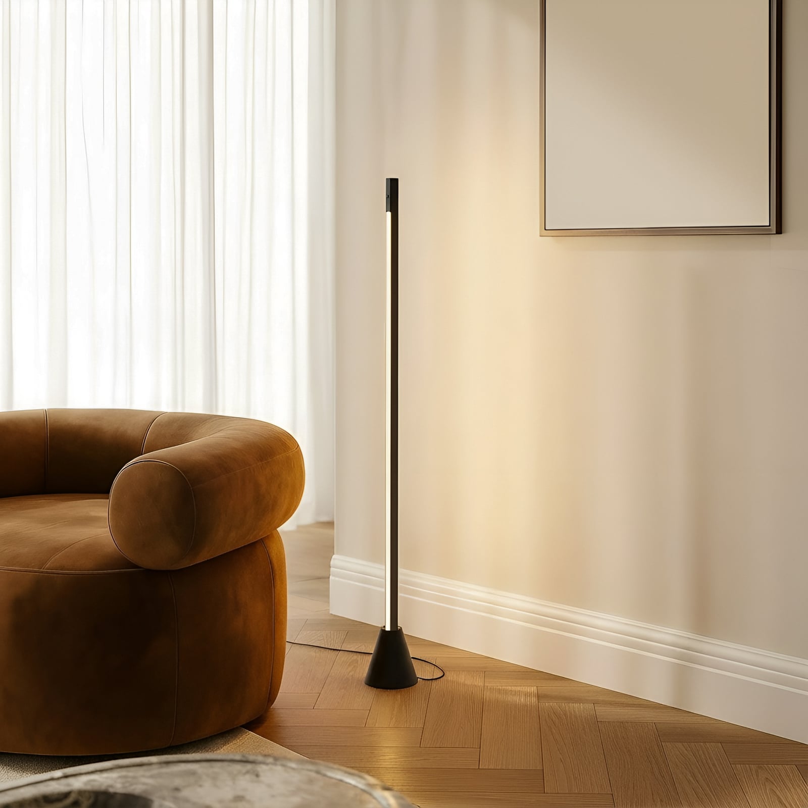LED-gulvlampe Linija svart aluminium dimbar bakside