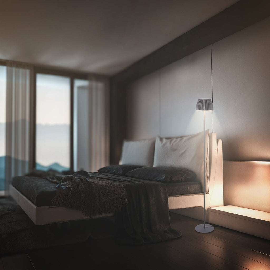 LED-gulvlampe Loca antrasitt dimbar nærbilde av dimmer