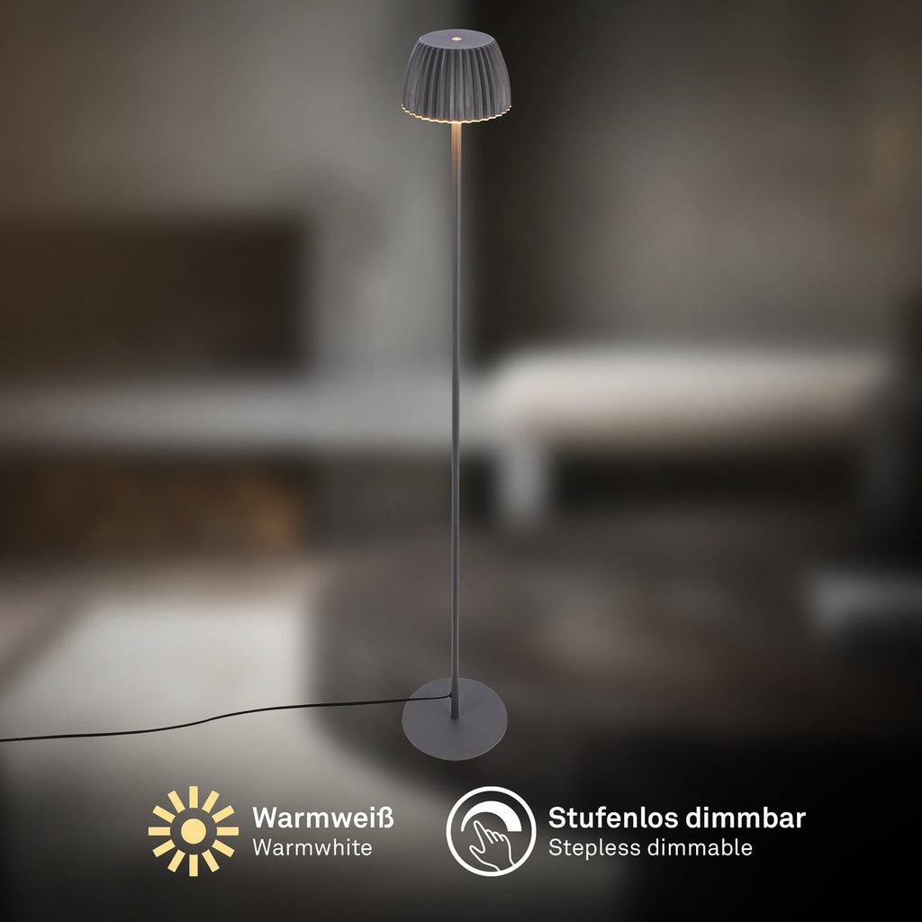 LED-gulvlampe Loca antrasitt dimbar på USB-kabel