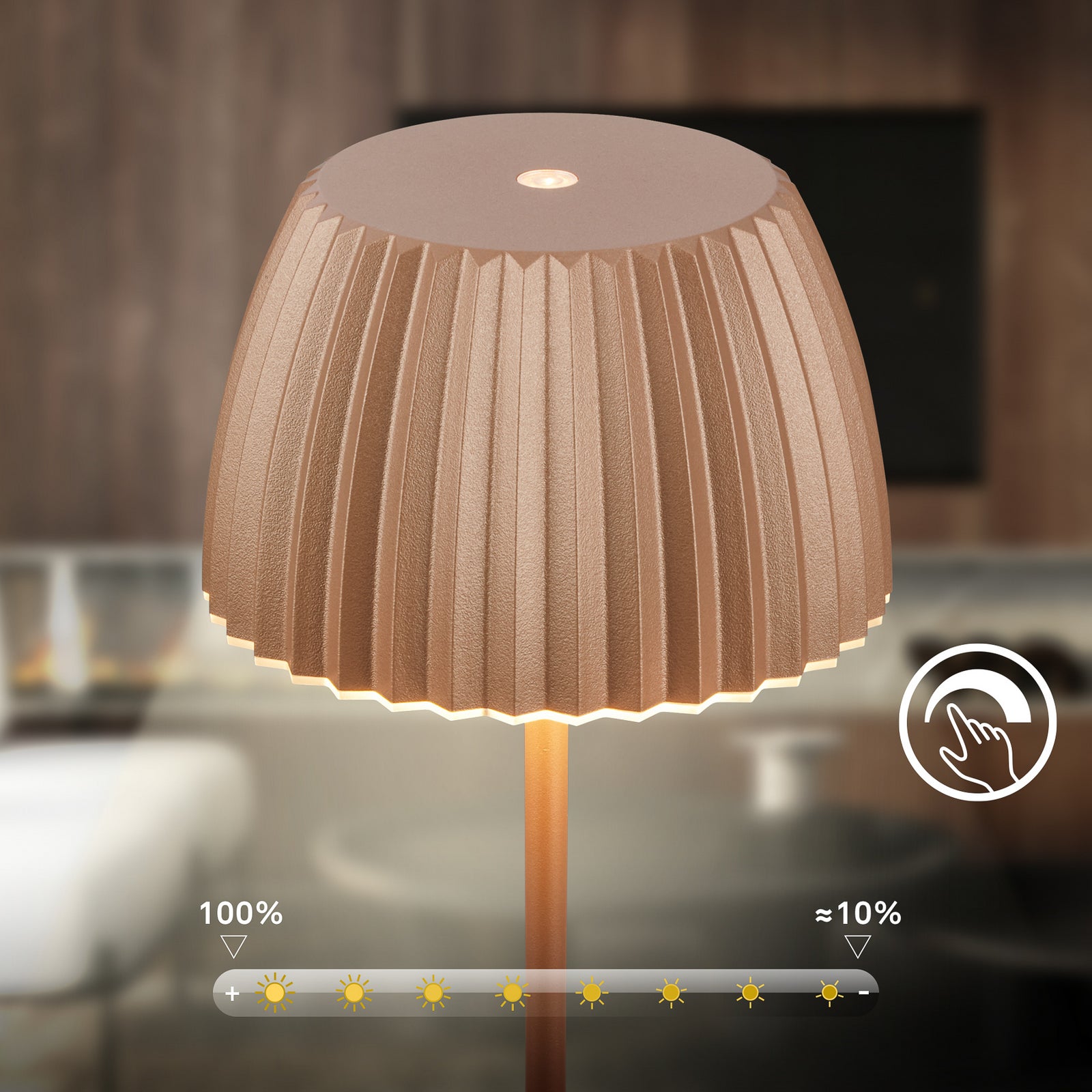 LED gulvlampe Loca dimbar brun sideprofil