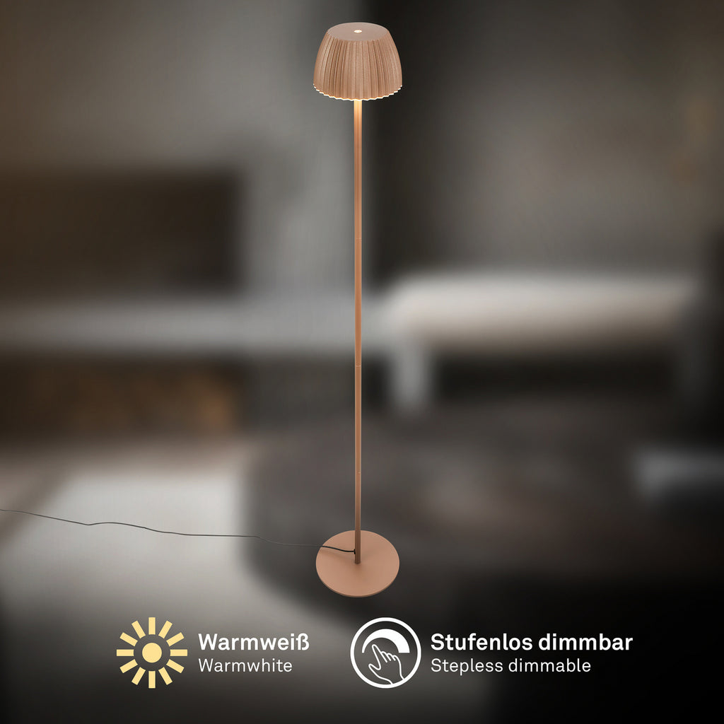 LED gulvlampe Loca dimbar brun USB-kabel tilkobling