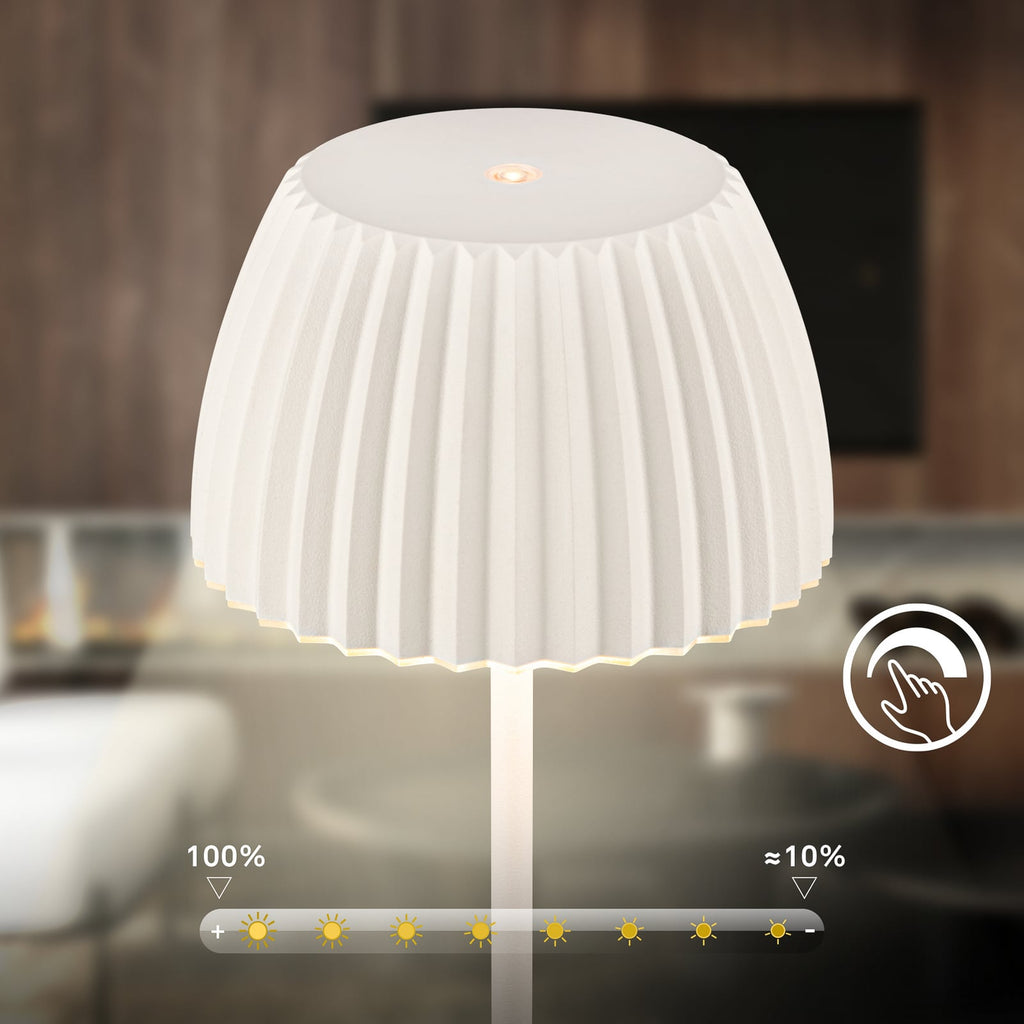 LED gulvlampe Loca oppladbar hvit berøringsdimmer lys slått på