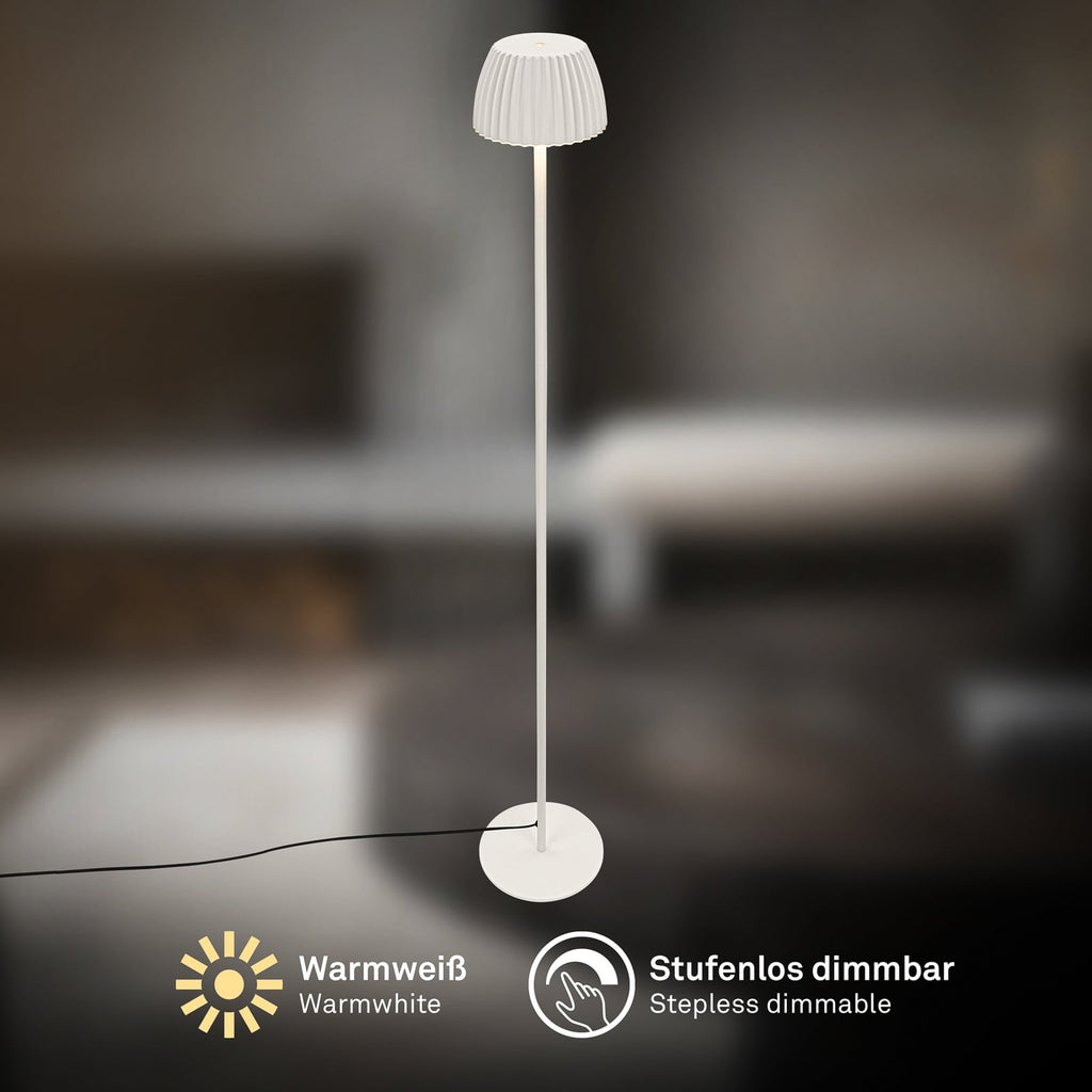 LED gulvlampe Loca oppladbar hvit berøringsdimmer med USB-kabel