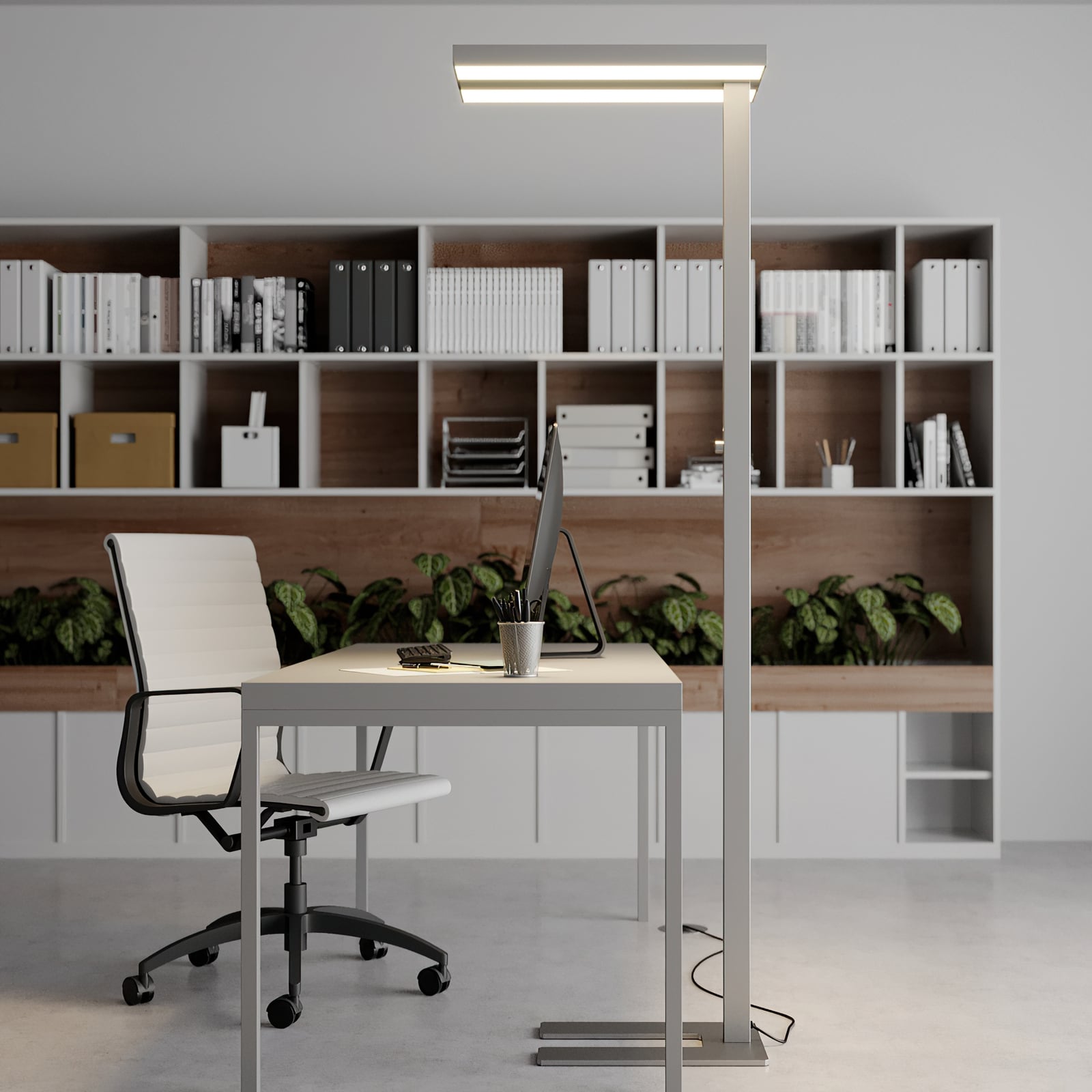 LED gulvlampe Logan Basic dimbar sølv foran