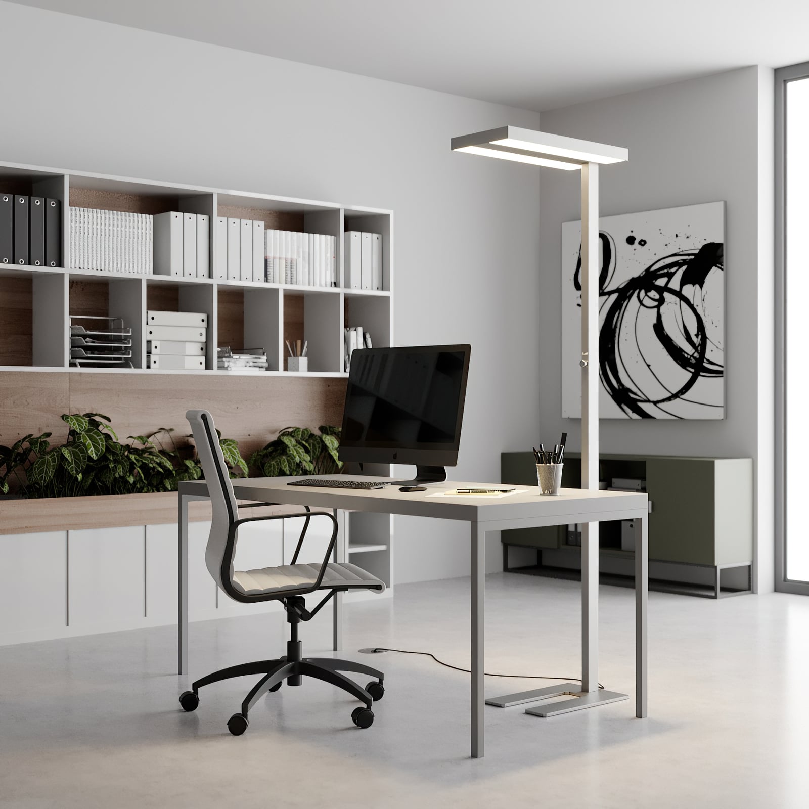 LED gulvlampe Logan Basic dimbar sølv bakside