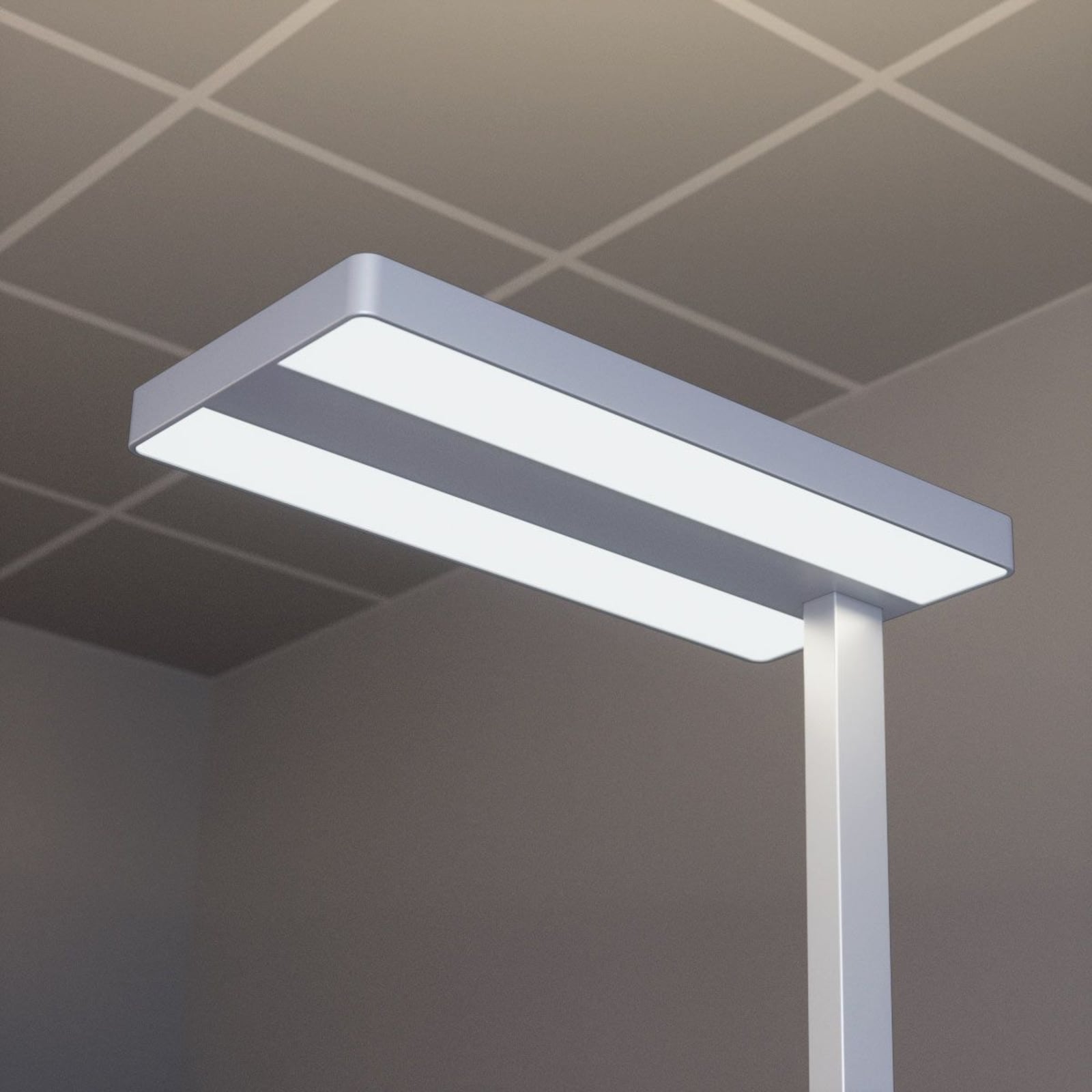 Detaljbilde av LED gulvlampe Logan Neo dimbar sølv aluminium