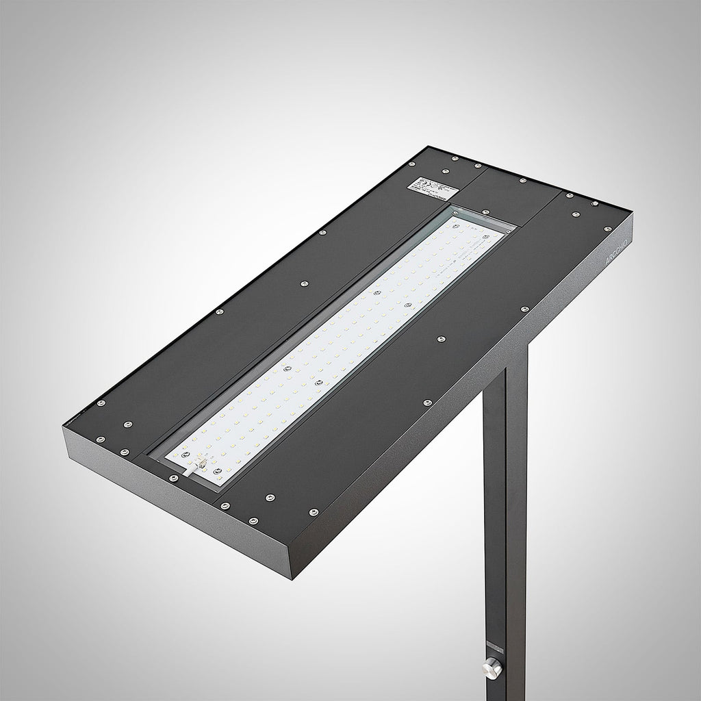 Nærbilde av dimmer på LED gulvlampe Logan Pro svart dimbar med bevegelsessensor
