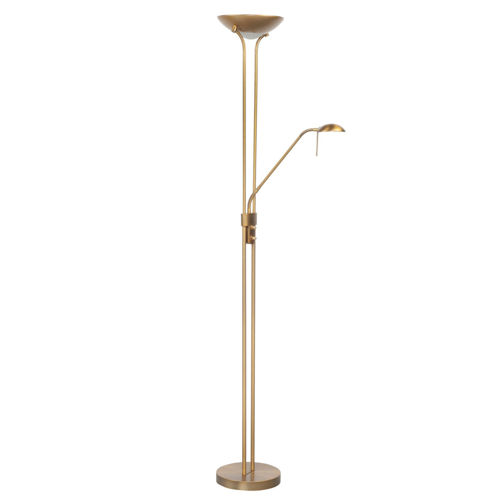 LED gulvlampe Lunaria med leselampe bronse dimbar 2700K forfra
