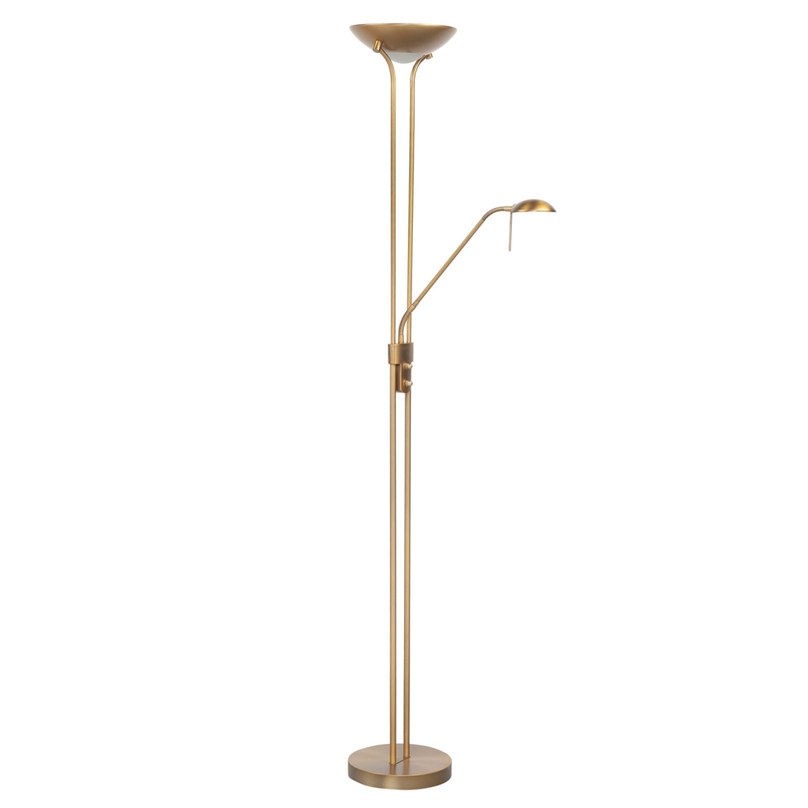 LED gulvlampe Lunaria med leselampe bronse dimbar 2700K forfra
