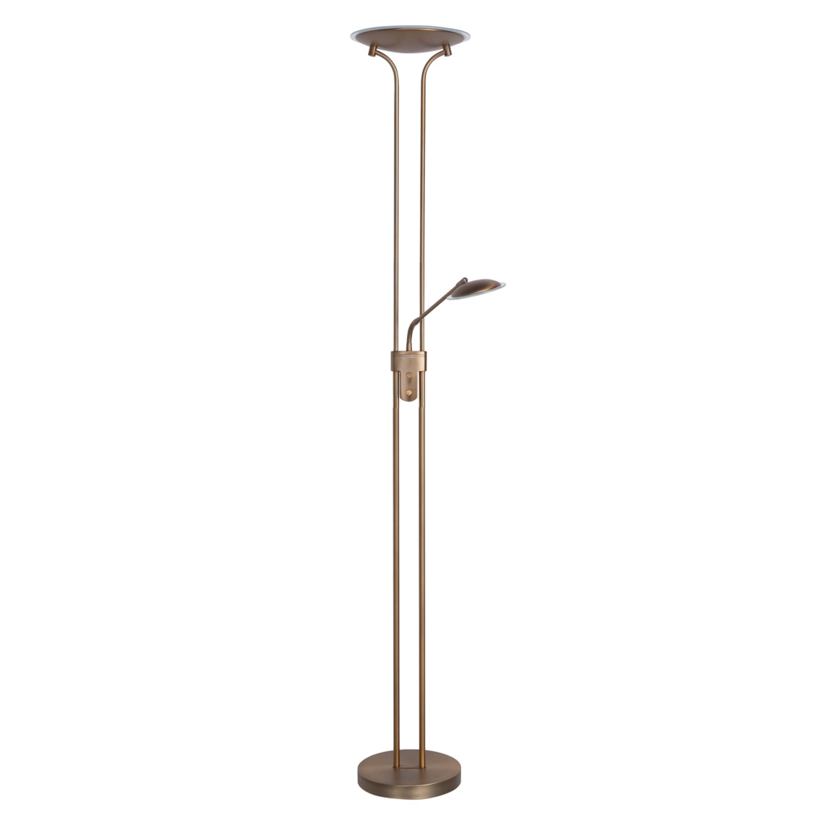 LED gulvlampe Lunera med leselampe dimbar bronse 180 cm forfra