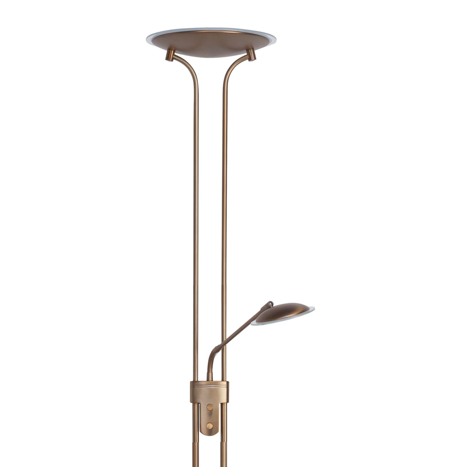 LED gulvlampe Lunera med leselampe dimbar bronse 180 cm detalj av leselampe