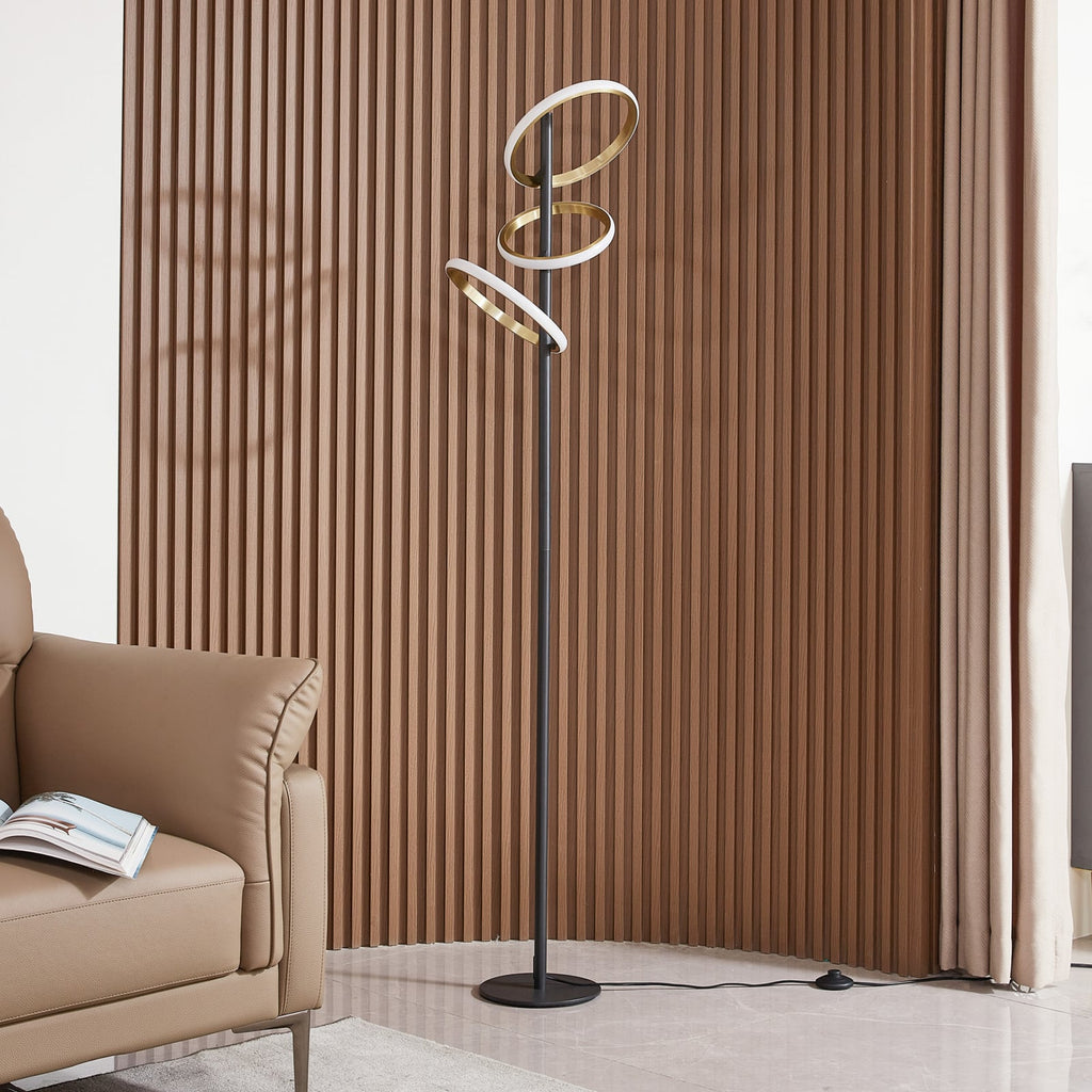 LED gulvlampe Madu svart/gull dimbar bakside