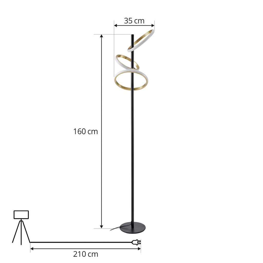 LED gulvlampe Madu svart/gull dimbar montert i rom